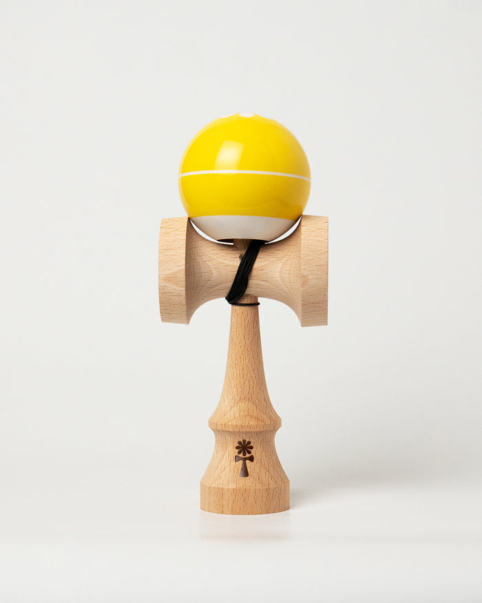 KIN BASE Kendama – Yellow – front view on white background